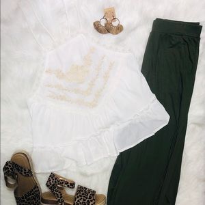 White embroidered Tank